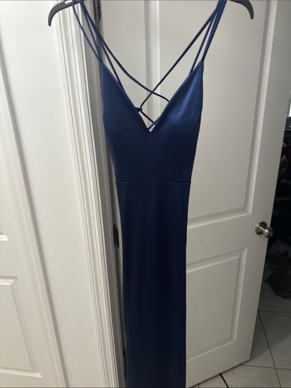 Windsor Midnight Blue Strappy V-Neck Evening Dress